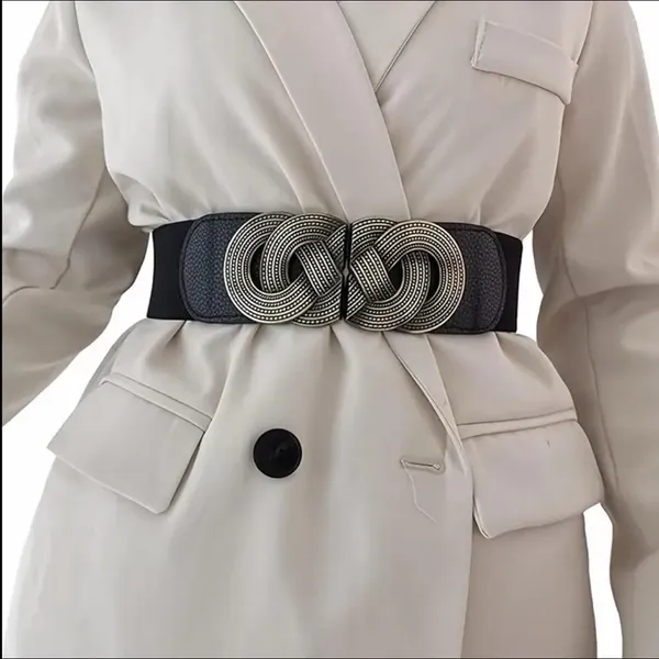 Black‎ Chic Retro-Style Pu Leather Elastic Corset Belt Versatile Waist Strap - Image 4