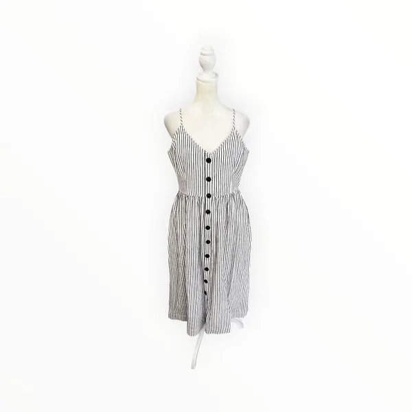 ATM Anthony Thomas Melillo Striped Linen Cotton Button Midi Dress M - Image 2