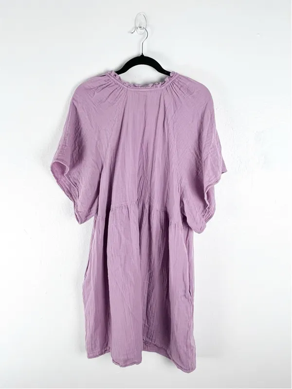 OLD NAVY Purple Short Sleeves Side Pockets Gauzy Dress 2X Casual Picnic BBQ Boho - Image 2