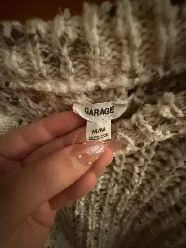 Garage Knitted Off White Speckled Sweater Size M - Image 4