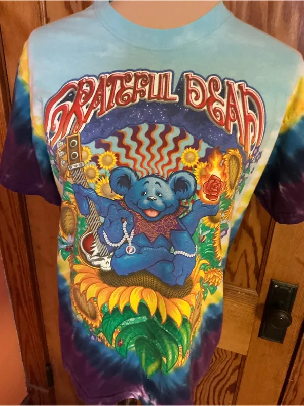 Liquid Blue Grateful Dead Guru Inspiration Bear Tie Dye T Shirt Medium M - Image 4