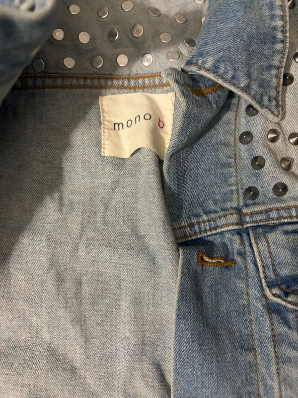 Mono B-Denim Vest-Faded Wash Studded Denim Vest One Size Fit All - Image 3