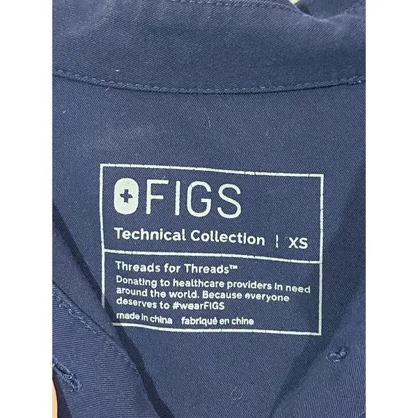 FIGS Nala Short Sleeve Scrub Polo Top - Blue - XS - Image 6