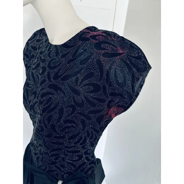 Vintage Filigree Ltd. Elegant‎ Black Sparkle Party Cocktail Dress Satin Bow Sz 8 - Image 15