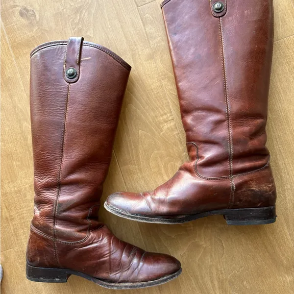 Frye Melissa Button Brown Leather Cognac Tall Riding Boots, Women’s Size 7 - Image 13