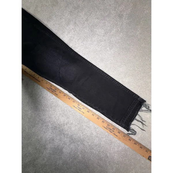 AMO Jeans Women's 26 Babe Black Magic Straight Leg Released Raw Frayed Hem - Image 11