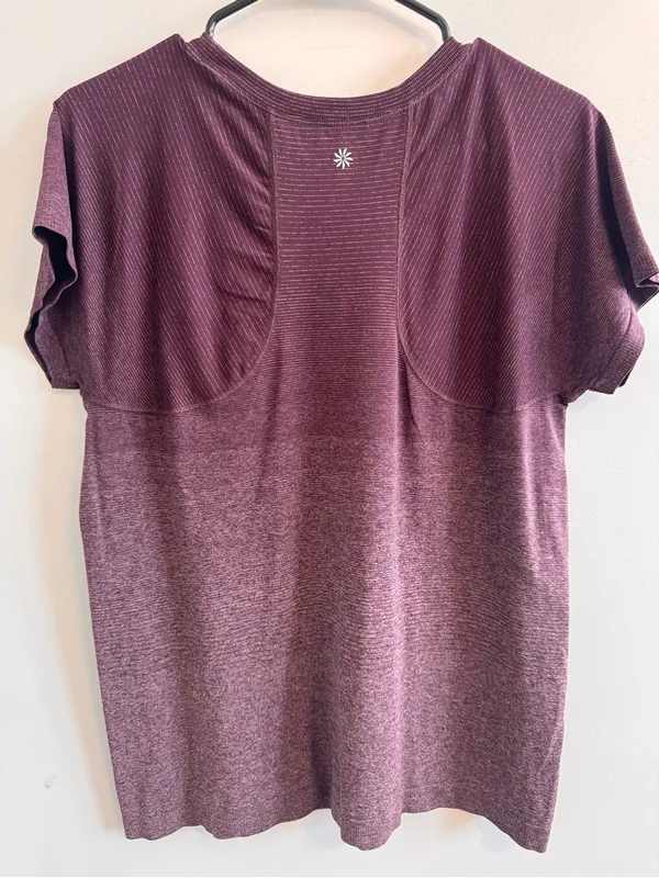 Athleta Women’s XL Purple Heather Performance Short Sleeve Fitted Top - Image 2
