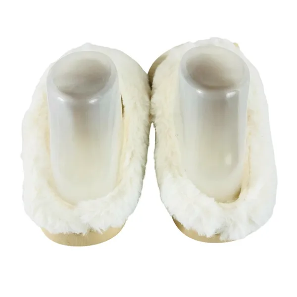 Womens Clog Slippers Knit Faux Fur Lined Slip On Beige Ivory Size 38/39 US 6/7 - Image 3