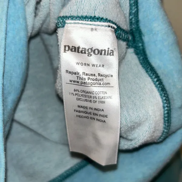 Patagonia Hazy Peaks Midweight Crew Sweatshirt Size Medium Teal Organic Cotton - Image 6