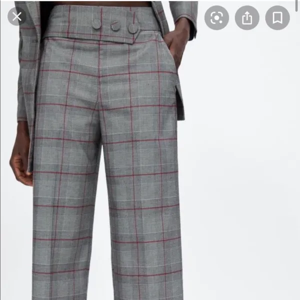 ZARA Grey Plaid wide leg culottes Size XS - Image 11