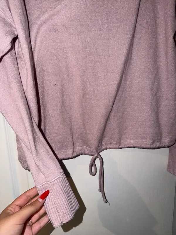 Abercrombie & Fitch Women's Dusty Rose Drawstring Pullover Sweatshirt - Image 4