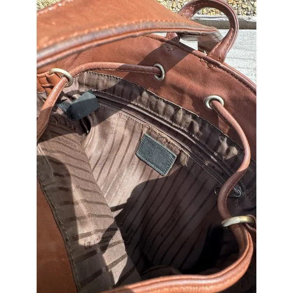 LIZ CLAIBORNE Shoulder‎ Purse Satchel Tote Leather Bucket Bag Brown Rare - Image 9