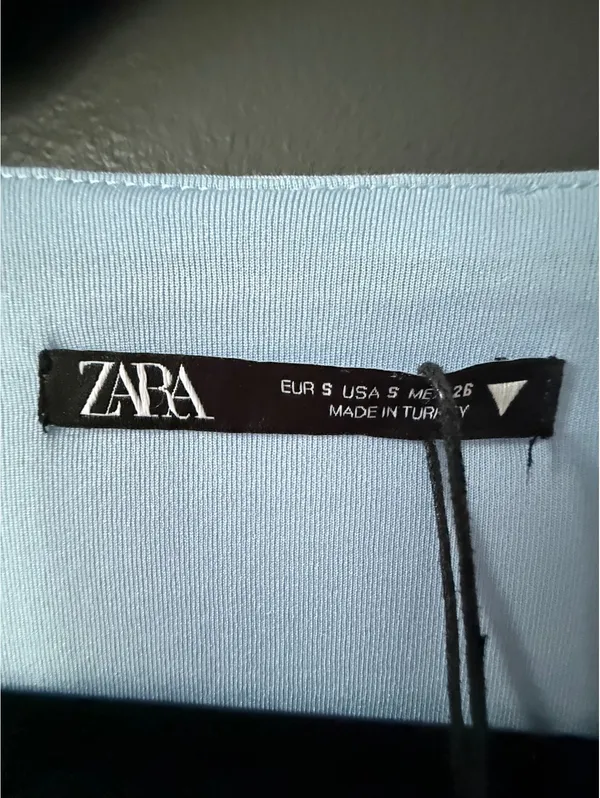 Zara Light Blue Sleeveless Bodycon Dress Size S - Image 3