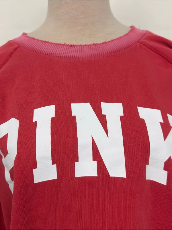 Victoria’s Secret PINK heathered relaxed fit distressed graphic sweatshirt L - Image 2