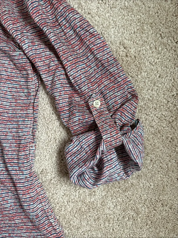 Anthropologie 11-1-Tylho red and navy/blue striped Button Tunic Shirtdress. - Image 8