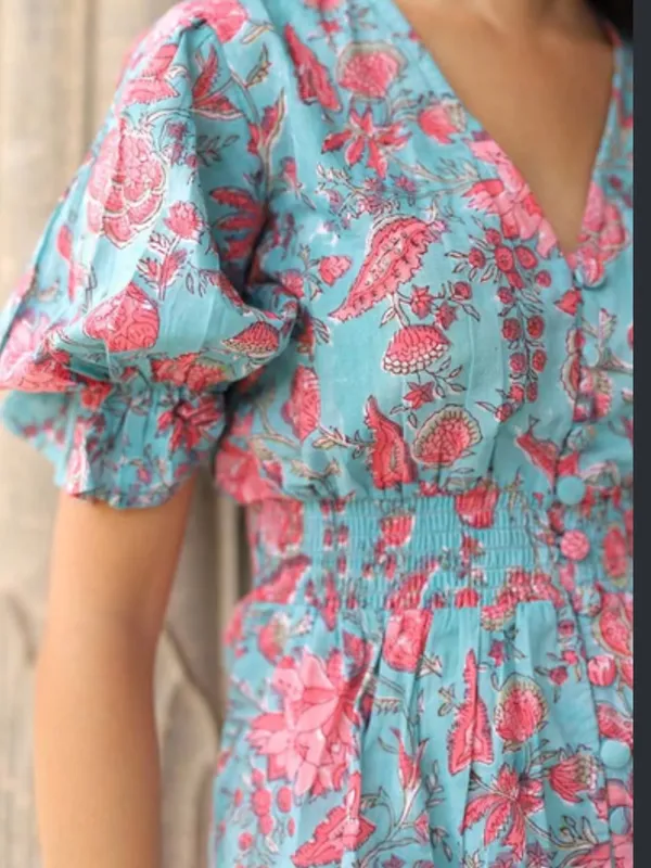 NWT The Fox and The Mermaid Bohemian Chameli Short Dress in Teal Size Large - Image 2