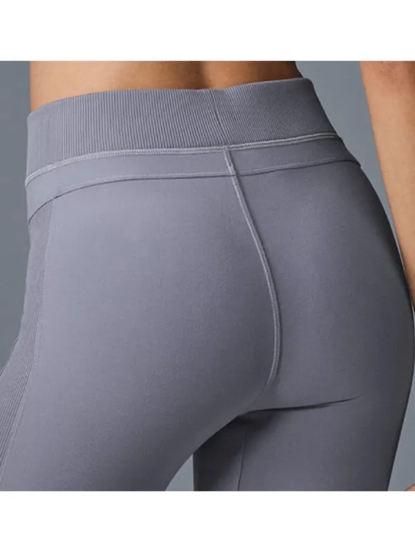 Alo Alosoft High Waist Head Start Leggings Fog Hi-Rise Waisted Ribbed Tights XS - Image 5