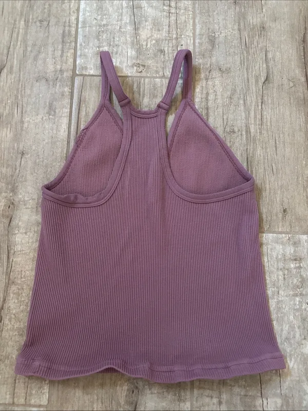 SET ACTIVE Sculptflex Ribbed V Neck Top- Mauve - Image 2
