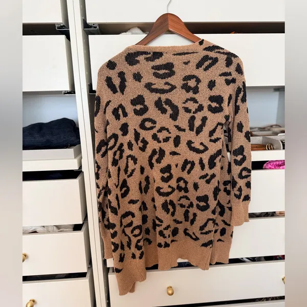 SheIn Black and Tan Leopard Cardigan - Image 3