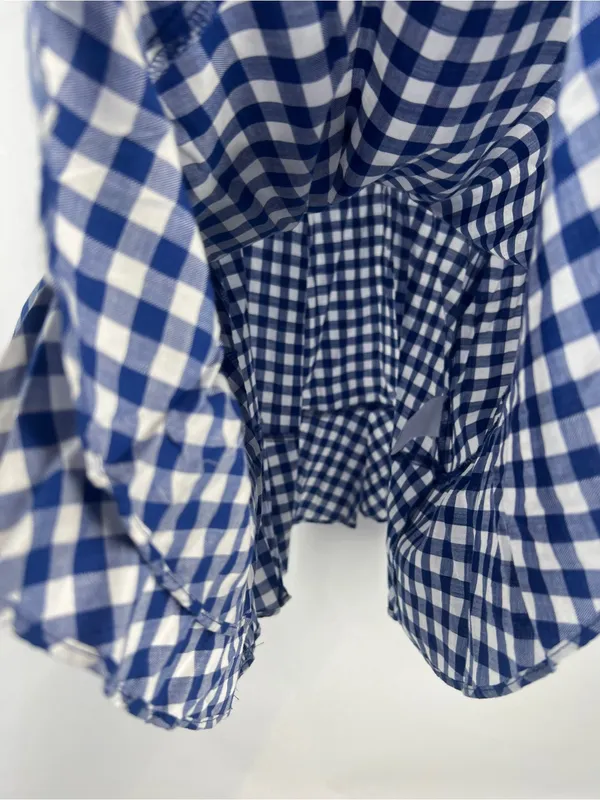 Express Blue and White Gingham One-Piece Romper - Image 7
