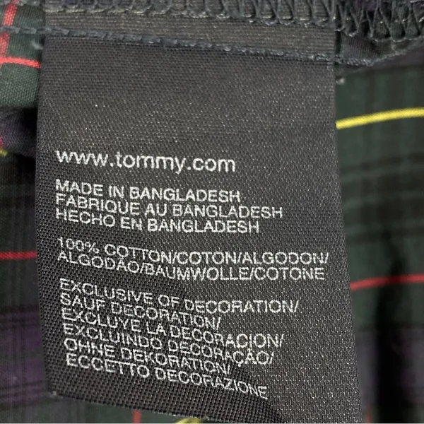 Tommy Hilfiger Plaid Ruffle Cuff Trim Button Front‎ Shirt Green Navy Medium - Image 12