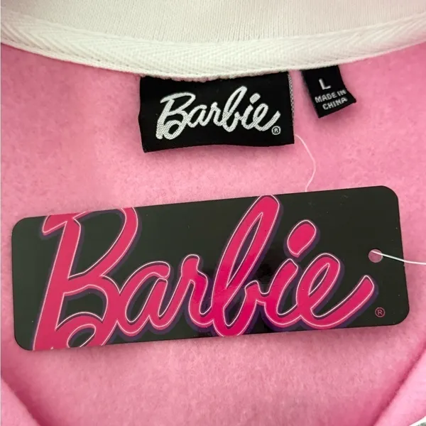 BARBIE Pink 1/4 Zip Sweatshirt Size L NEW - Image 8