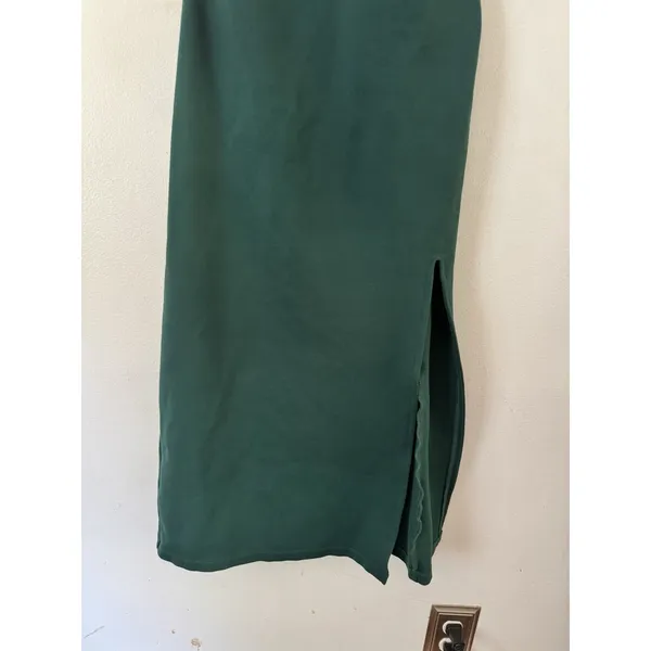 Z Supply Emerld Green High Neck Ruched Stretchy Side Slit Dress Size Small - Image 5
