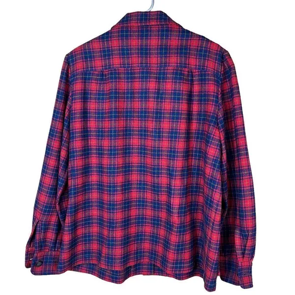 ‎Vintage Pendleton 100% Pure Virgin Wool Red Plaid Coat - Image 6
