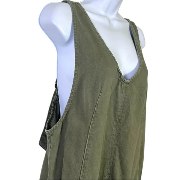 Free People High Roller Jumpsuit in Moss Stone Size Small Denim Overalls Harem - Image 10