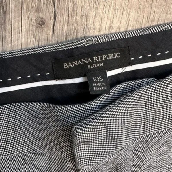 Banana Republic Sexy‎ Sloan Trouser Pants Black White Size 10 Short MicroPrint - Image 4