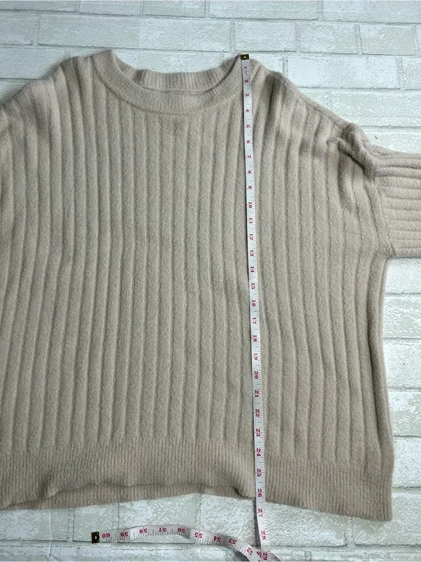 Aerie Women's Ribbed Crewneck Sweater - Beige Size Medium - Image 3
