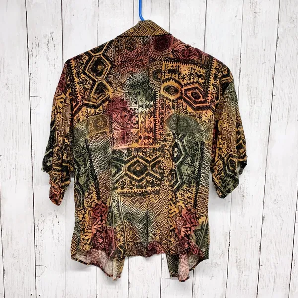 Vintage Patterns Shirt Women Large Geo Print Short Sleeve Button Down Blouse Y2K - Image 7