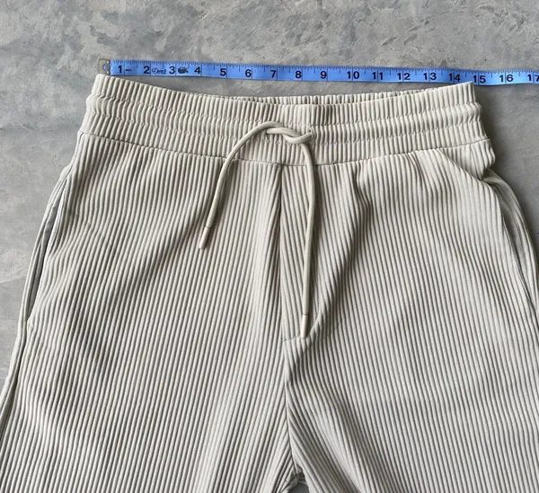 Ribbed High Waisted Drawstring Trouser Pants - Image 6