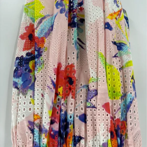 Trina Turk Elin wedding party Watercolor Floral Eyelet Fit & Flare Dress size 4 - Image 6