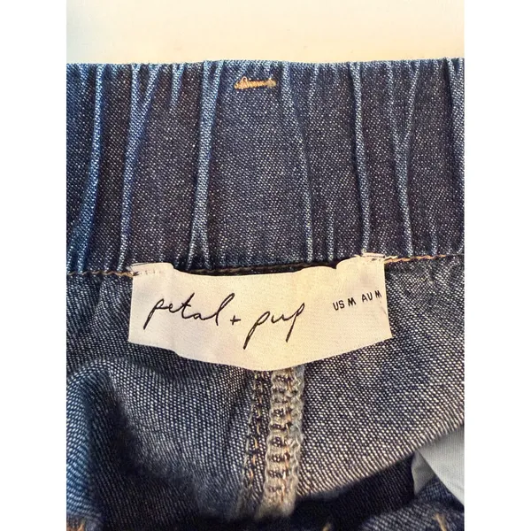 Petal + Pup Womens Dark Wash Wide Leg Drawstring Denim‎ Jeans Blue Size Medium - Image 3