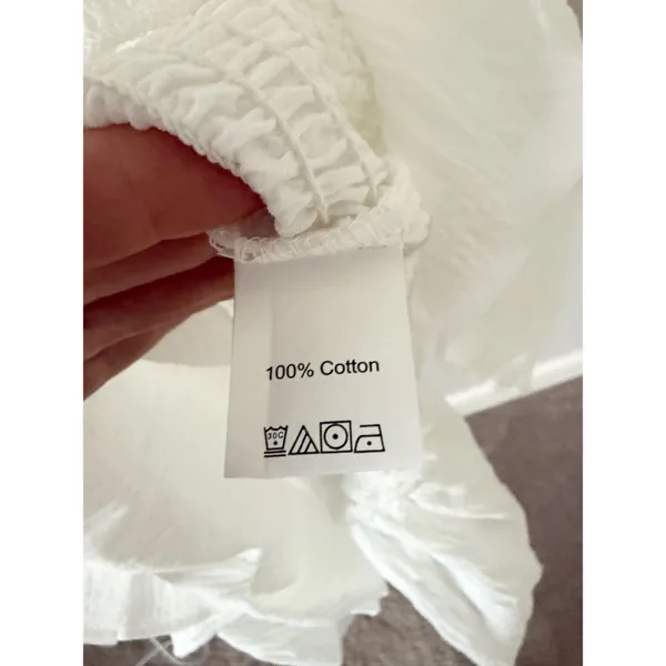 Shein White Smocked Tiered Ruffle Thin Strap Cotton Midi Dress Size XS - Image 5
