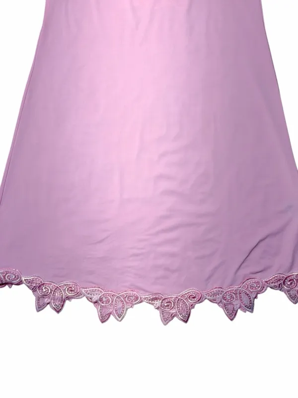 Vintage Y2K Pink Lace Trimmed Slip Dress Womans M - Image 6