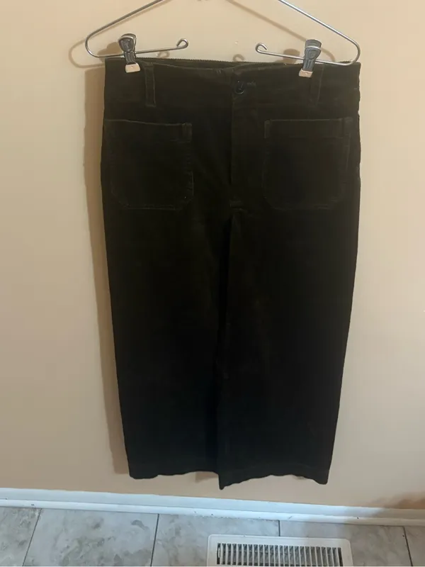 Anthropologie Maeve Colette Cropped Wide Leg Corduroy Pants in Dark Olive - Image 2