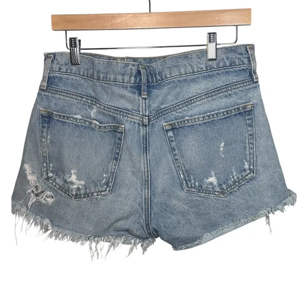 Agolde Light Blue Distressed Denim Jean Shorts - Image 2