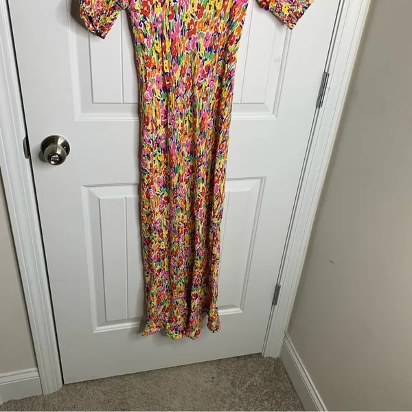 Rixo x target puff sleeves floral spring midi‎ dress size 2 - Image 5