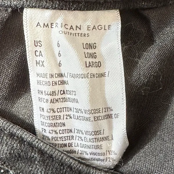 American Eagle Outfitters Womens Jeans Size 6 Long‎ Black High Rise Jeggings - Image 5
