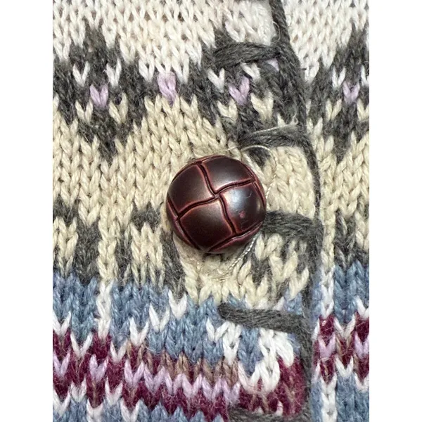 Vintage Fair Isle Cardigan Heirloom Collectibles Sweater Ramie Cotton Large - Image 4