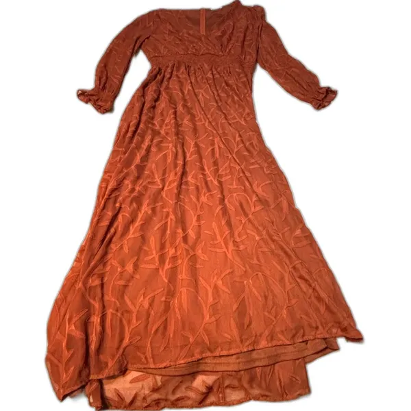 Baltic Born Rust Floor Length Dress Boho Cottagecore Long Sleeve Empire Waist 1x - Image 11