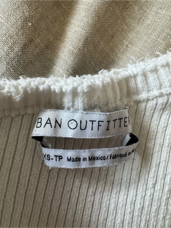 Urban Outfitters One Shoulder White Cropped Tank Top - Image 3