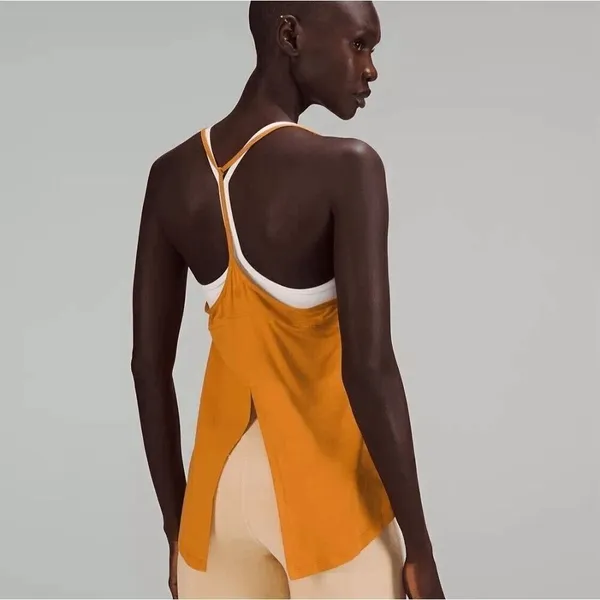 Lululemon Modal Silk Yoga Tank Top Autumn‎ Orange Stretch Tank Small - Image 8