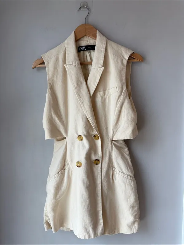 Zara Linen Cotton Romper Short Jumpsuit - Image 2