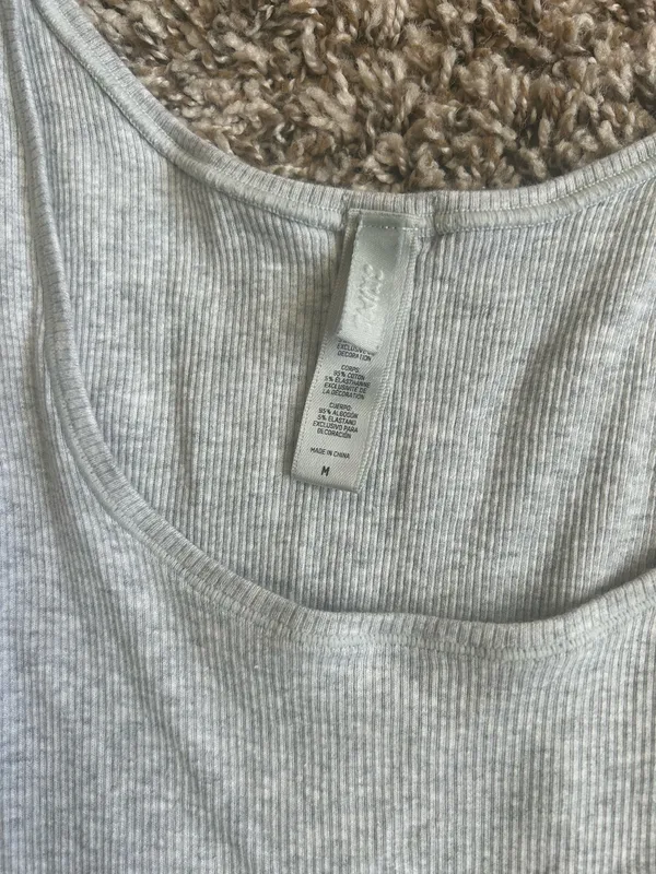 Skims Cotton Rib Tank and Shorts in Grey - Image 5