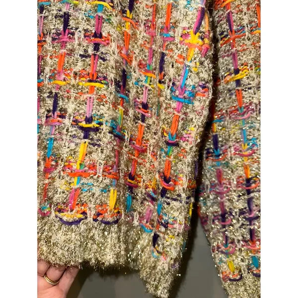 Strut & Bolt Colorful Festive Sweater Large NWT Rainbow‎ Metallic Chunky Knit - Image 6
