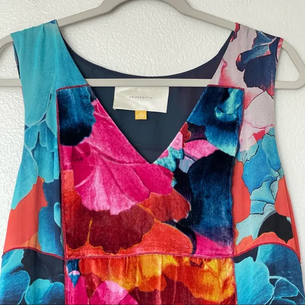 Anthropologie Leifsdottir Night Peony Silk Velvet Sleeveless Dress Size 8 - Image 6
