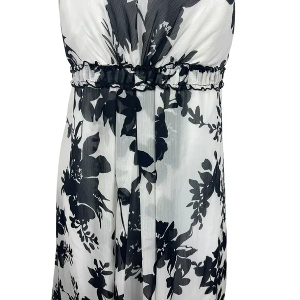 David’s Bridal Black White Floral Strapless Bridal Bridesmaid Party Dress 10 NWT - Image 5
